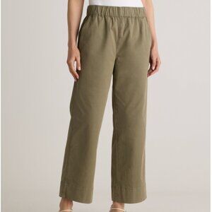 Quince Organic stretch cotton wide leg chino pants: Olive size 2
